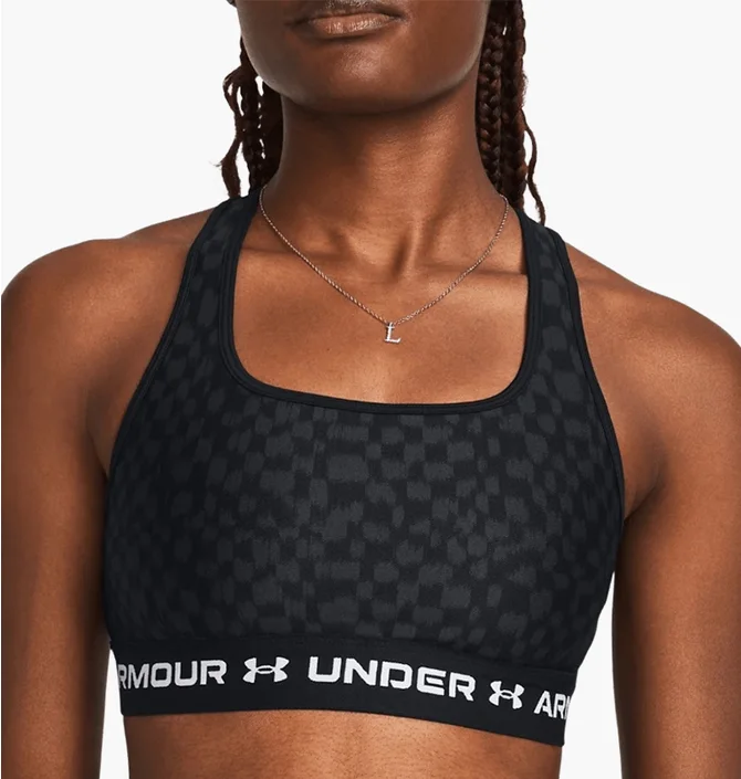 Топ женский Under Armour Crossback Mid Printed Sports Bra Black 1361042-007