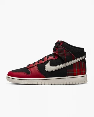 Кросівки чоловічі Nike Dunk High Retro Se Plaid Casual Shoes Black/Red Dv0826-001