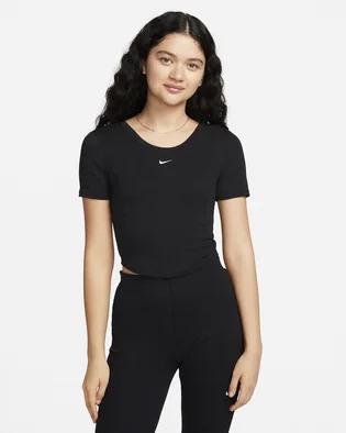 Футболка женская Nike Sportswear Chill Knit Tight Scoop-Back Short-Sleeve Mini-Rib Top Black FN3664-010