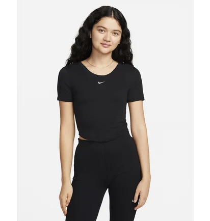 Футболка женская Nike Sportswear Chill Knit Tight Scoop-Back Short-Sleeve Mini-Rib Top Black FN3664-010