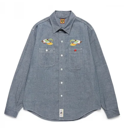 Рубашка мужская Human Made Chambray Shirt Blue HM25SH002