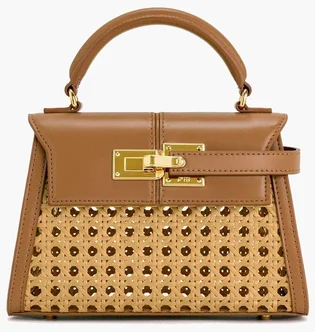 Сумка жіноча JW PEI Elise Faux Bamboo Woven Top Handle Bag Brown BB2024BG86105JWP