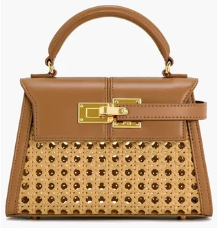 Сумка женская JW PEI Elise Faux Bamboo Woven Top Handle Bag Brown BB2024BG86105JWP