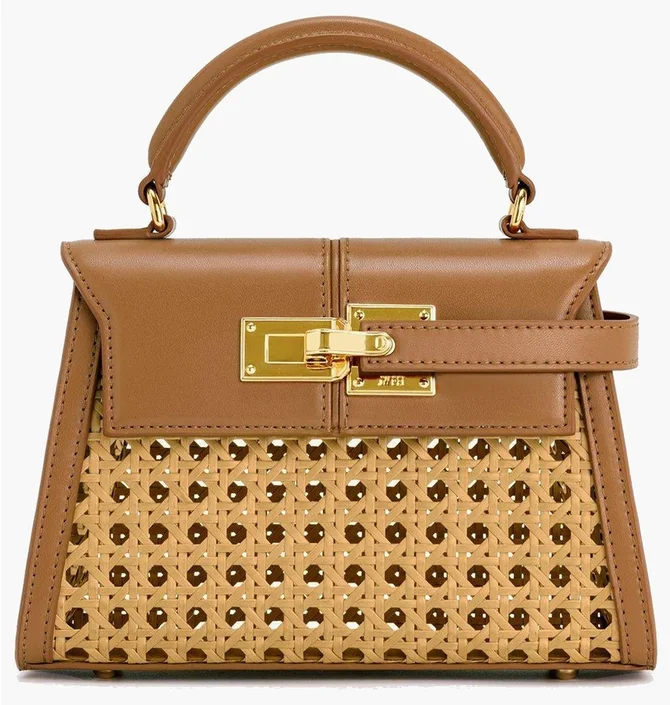 Сумка жіноча JW PEI Elise Faux Bamboo Woven Top Handle Bag Brown BB2024BG86105JWP