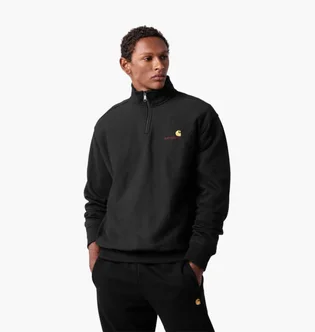 Свитшот мужской Carhartt Wip American Script Half Zip Sweatshirt Black I027014-89XX