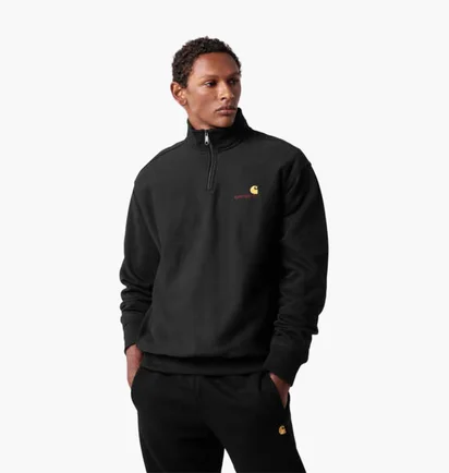 Світшот чоловічий Carhartt Wip American Script Half Zip Sweatshirt Black I027014-89XX
