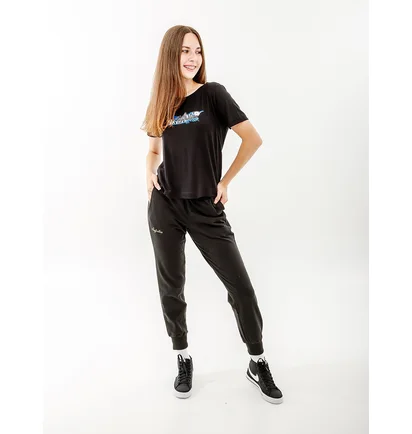 Футболка женская AUSTRALIAN Logo Flowers Tee Jersey V Black LSDTS0027-003