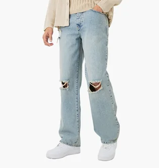 Штаны мужские Boohoo Baggy Rigid Ripped Knee Blue BMM82330