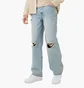 Штаны мужские Boohoo Baggy Rigid Ripped Knee Blue BMM82330