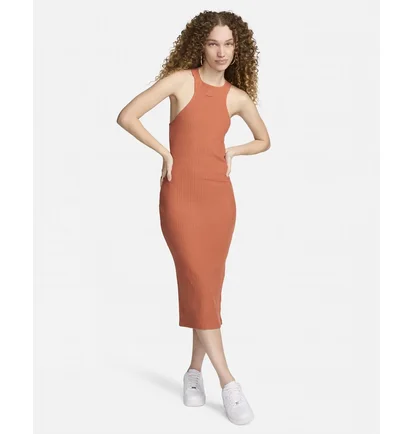 Платье женское Nike Sportswear Chill Rib Slim Sleeveless Midi Dress Orange FN3679-825