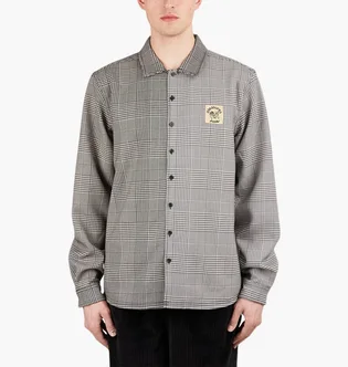 Рубашка унисекс Pleasures Chase Plaid Button Down Shirt Grey P22SP005-BLACK