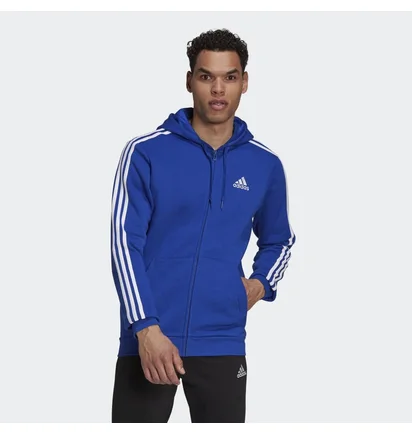 Толстовка мужская Adidas Essentials Fleece 3-Stripes Full-Zip Hoodie Blue H12181