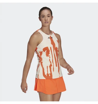 Майка женская Adidas Thebe Magugu Tennis New York Y-Back Tank Top White/Orange Ht4235