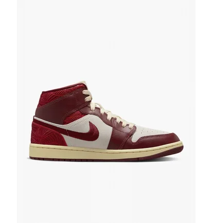 Кроссовки женские Air Jordan 1 Mid Se Tiki Leaf Bordo/White DZ2820-601