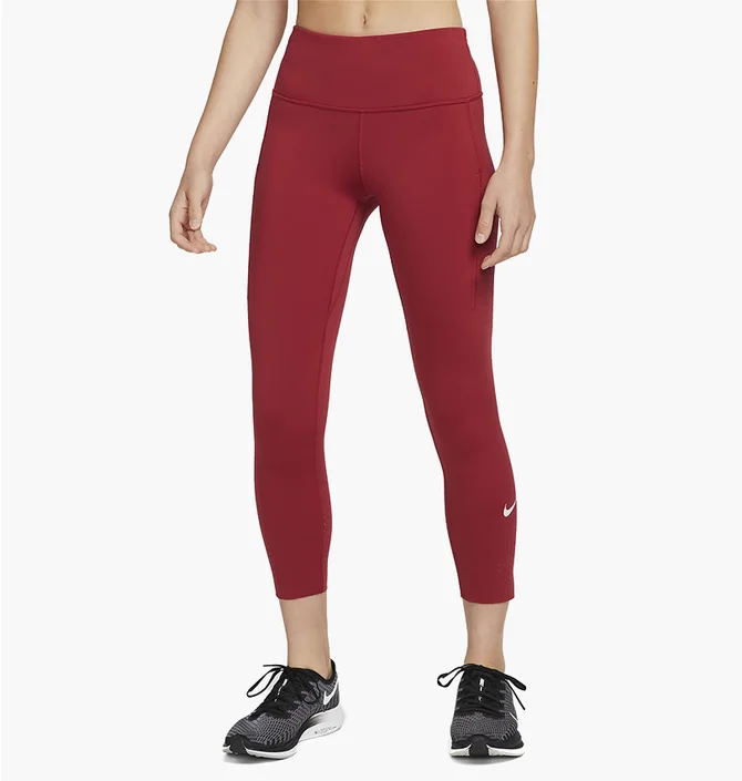 Леггинсы женские Nike Womens Mid-Rise Crop Pocket Running Leggings Red Cn8043-615