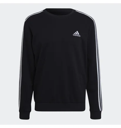 Свитшот мужской Adidas Essentials French Terry 3-Stripes Sweatshirt Black Gk9078