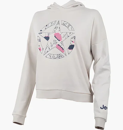 Худи мужское Jeep Hooded Cropped Sweatshirt Star Botanical Print Beige O102607-J863
