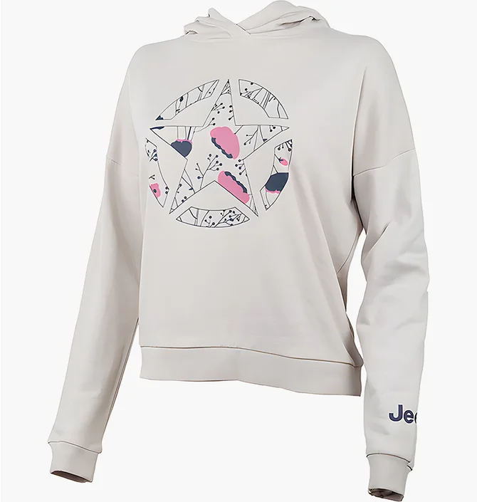 Худи мужское Jeep Hooded Cropped Sweatshirt Star Botanical Print Beige O102607-J863