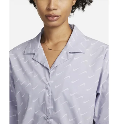 Рубашка женская Nike Sportswear Everyday Modern Woven Short-Sleeve Top Violet DV7930-519