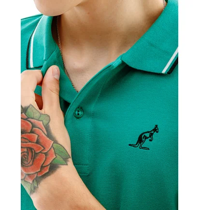 Поло мужское AUSTRALIAN 2-Stripe Pique Polo Turquoise LSUPO0005-913