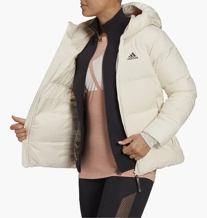 Пуховик женский Adidas Hooded Jacket Sportswear W 11.11 Bb Down Beige H14171