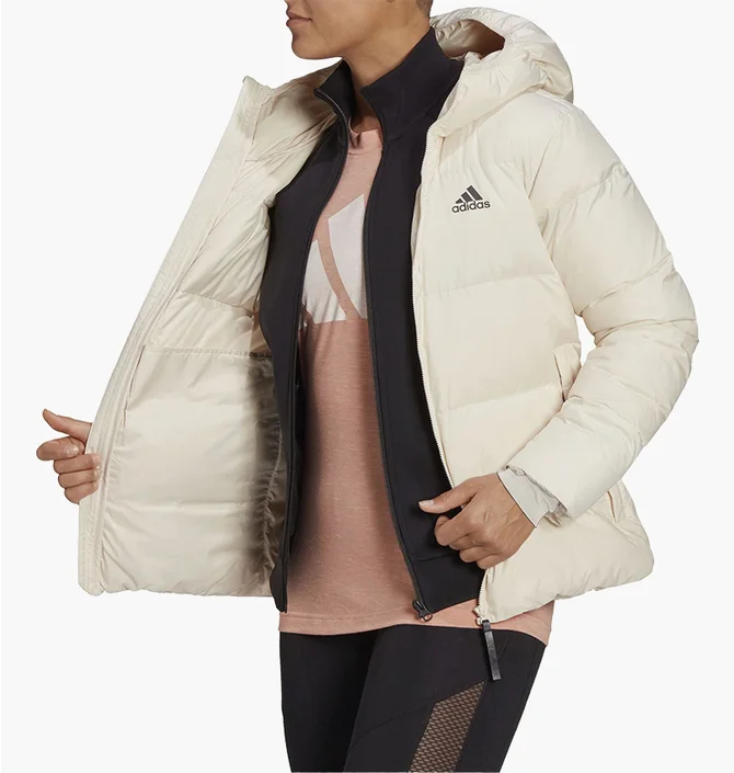 Пуховик женский Adidas Hooded Jacket Sportswear W 11.11 Bb Down Beige H14171