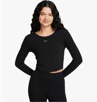 Лонгслив женский Nike Sportswear Chill Knit Tight Scoop-Back Long-Sleeve Mini-Rib Top Black FN3661-010