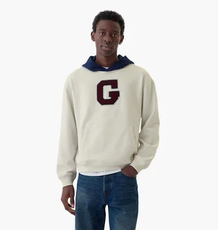 Худи мужское GAP Varsity Logo Hoodie White AA1-448