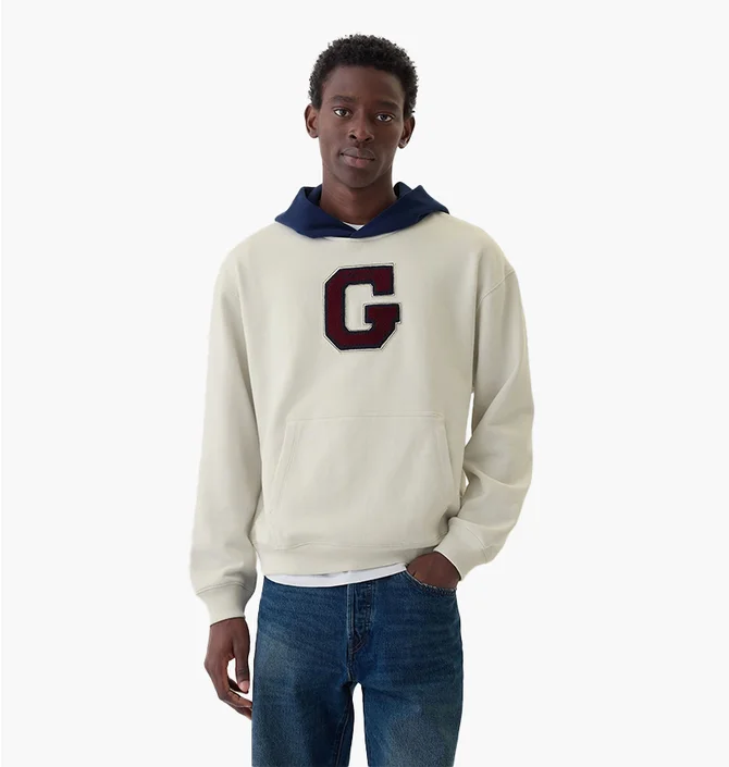 Худи мужское GAP Varsity Logo Hoodie White AA1-448