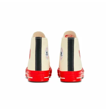 Кеды унисекс Comme des Garcons Play X Chuck 70 High Shoes Egret/Red Beige A01794C