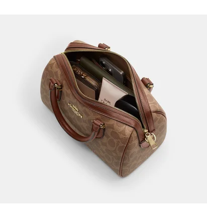 Сумка женская COACH Rowan Satchel Bag In Signature Canvas Brown/Beige CV961