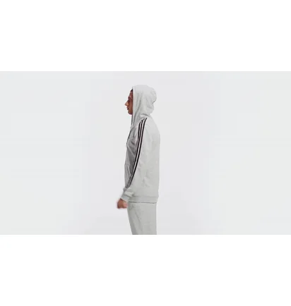 Толстовка мужская Adidas Essentials French Terry 3-Stripes Full-Zip Hoodie Grey GK9034