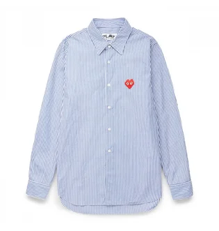 Рубашка мужская Comme des Garcons Invader Heart Striped Shirt Light Blue P1B024