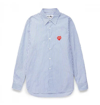 Сорочка чоловіча Comme des Garcons Invader Heart Striped Shirt Light Blue P1B024