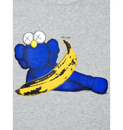Свитшот унисекс Uniqlo Kaws Warhol Graphic Sweatshirt Grey E472951-000