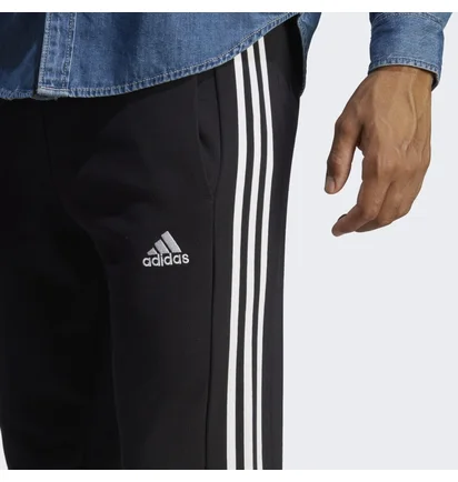 Штаны мужские Adidas Essentials French Terry Tapered Cuff 3-Stripes Pants Black Ha4337