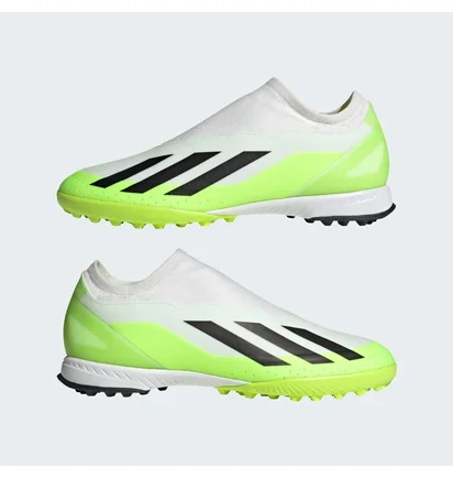 Сороконіжки унісекс Adidas X Crazyfast.3 Laceless Turf Shoes White/Green ID9346