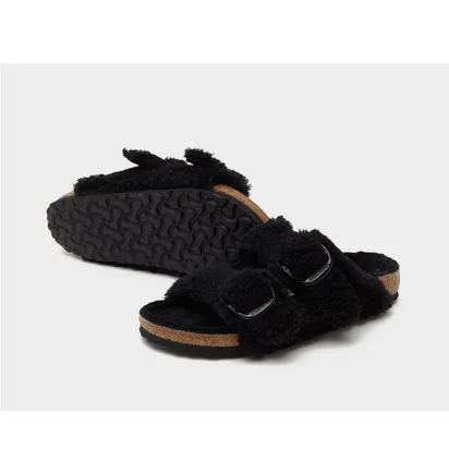 Сандалі жіночі Birkenstock Arizona Teddy Shearling Womens Black 1023105