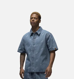 Рубашка мужская Air Jordan Flight Heritage Denim Short Sleeve Shirt Blue FN4653-436