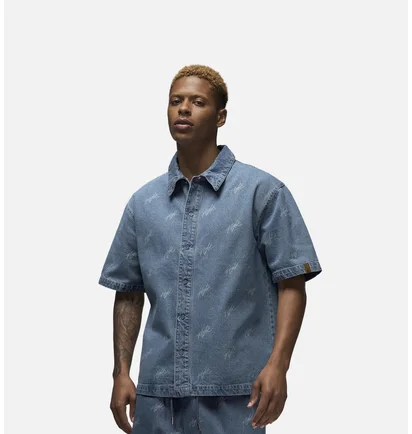 Рубашка мужская Air Jordan Flight Heritage Denim Short Sleeve Shirt Blue FN4653-436