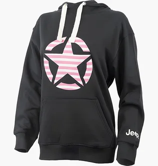 Худи унисекс Jeep Hooded Oversize Sweatshirt Star Striped Print Black O102608-B000