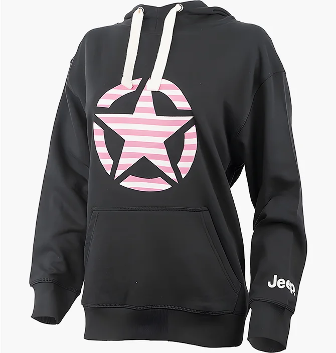 Худи унисекс Jeep Hooded Oversize Sweatshirt Star Striped Print Black O102608-B000