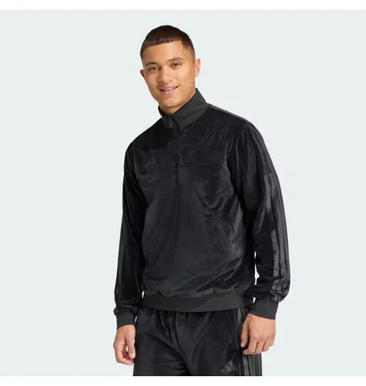 ᐉ Толстовка мужская Adidas Velour Half Zip Track Top Black JW0258