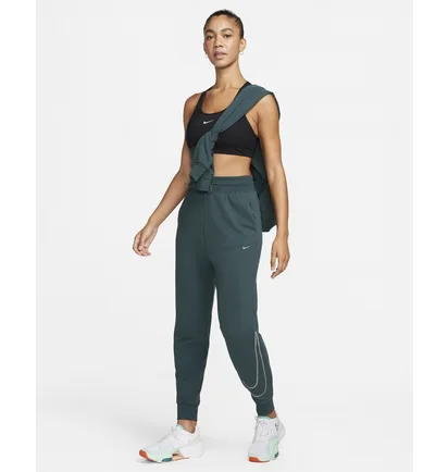 Штани жіночі Nike Dri-Fit One High-Waisted 7/8 French Terry Graphic Pants Turquoise FB5575-328