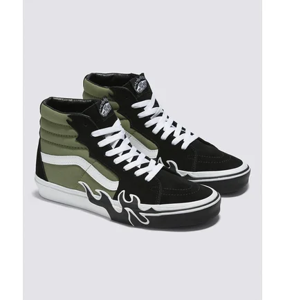 Кеды унисекс Vans Sk8-Hi Flame Shoe Black/Green VN0005UJZBF