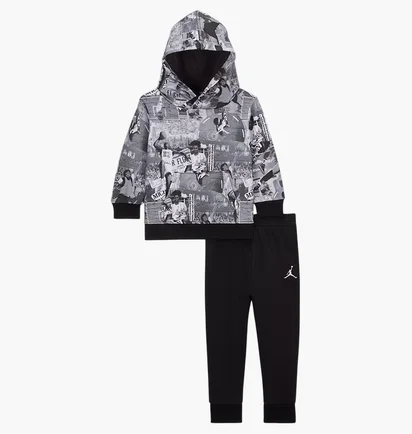 Спортивный костюм детский Air Jordan Brooklyn Aop Grey/Black 85D324-023
