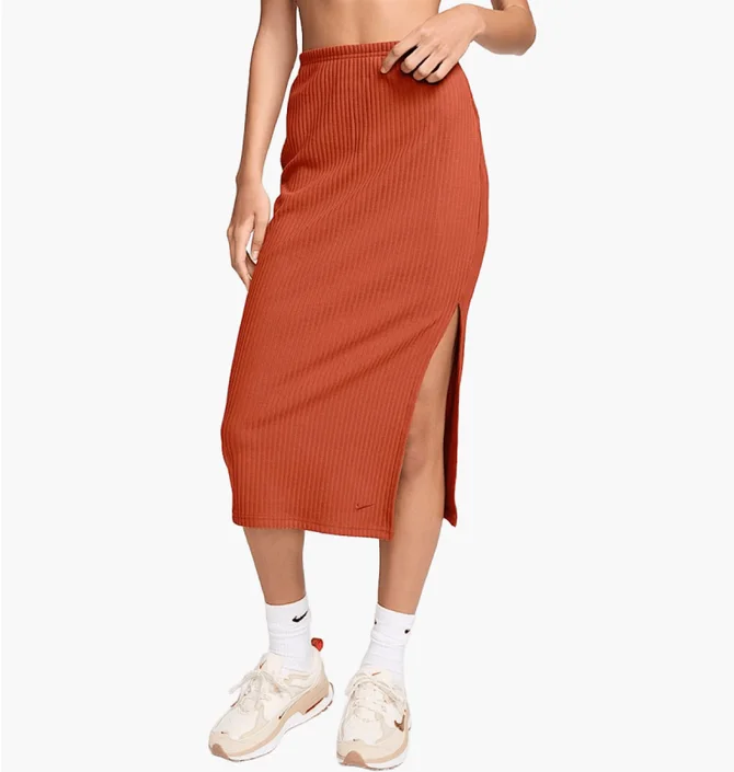 Юбка женская Nike Chll Knt Rib Md Orange FQ1636-825