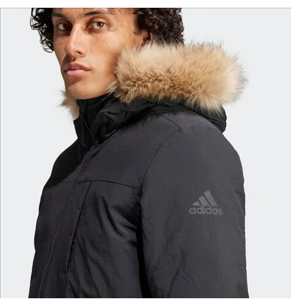Парка мужская Adidas Hooded Fur Parka Black IK0553
