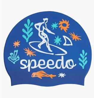 Шапочка для плавания детская Speedo Slogan Prt Cap Ju/Jf/Jm Blue 8-0838616700