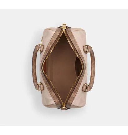 Сумка жіноча COACH Rowan Satchel Bag In Blocked Signature Canvas Beige CY679